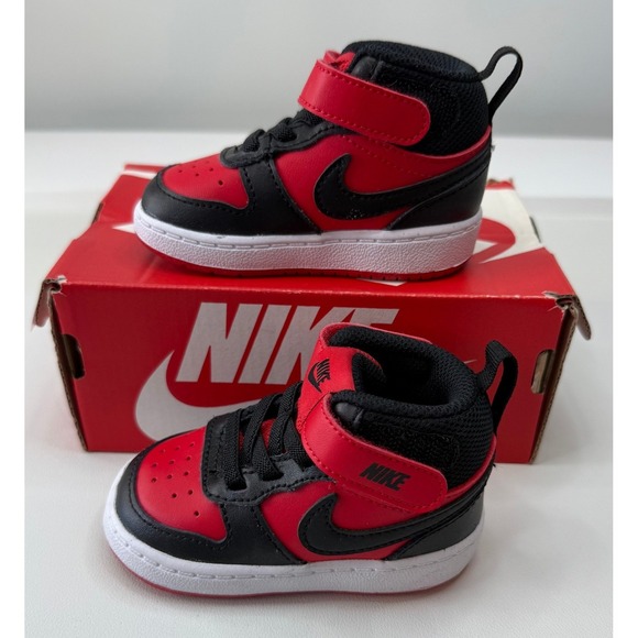 Nike Other - Nike Court Borough Mid 2 Toddler Red Black Sneakers CD7784-601 Size 4C NWB